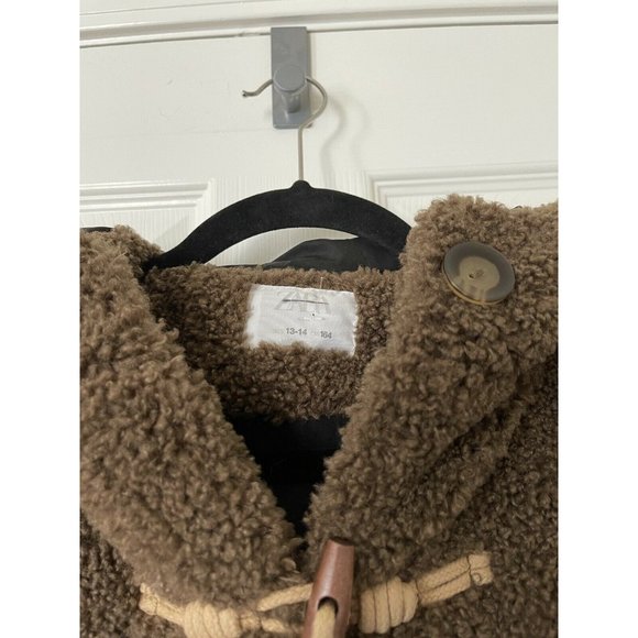 NWOT Zara Kids Brown Teddy Hooded Coat - Picture 4 of 5